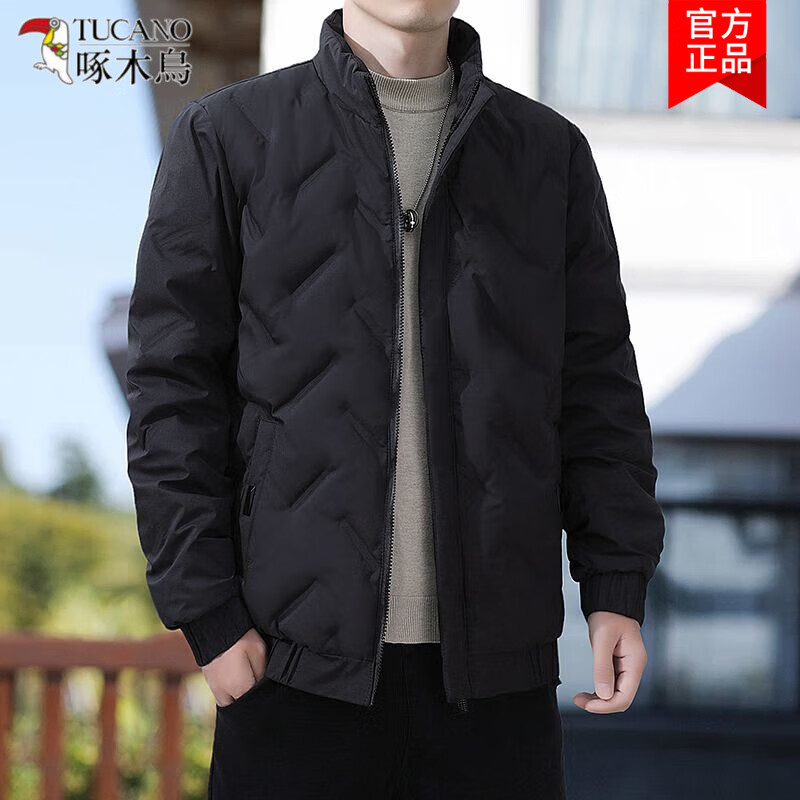 啄木鸟白鸭绒羽绒服男士短款潮牌2023年冬季新款韩版轻薄型立领外套