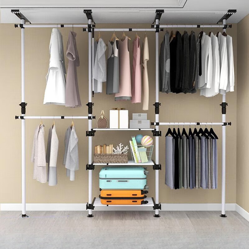 顶天立地晾衣置衣架顶天立地组装挂衣架落地砌墙 新款 4立 5横 3托盘