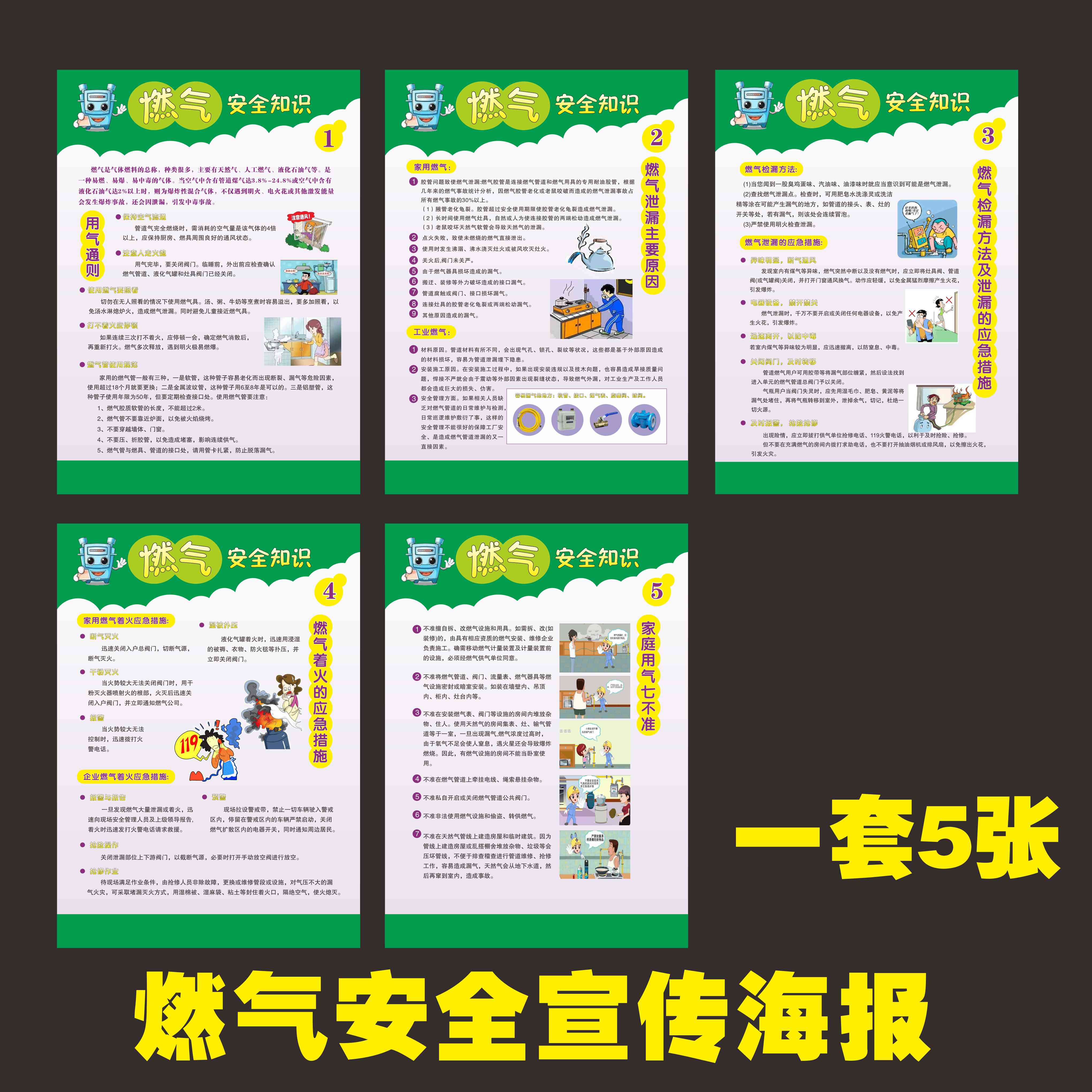 燃气安全知识宣传漫画液化气使用常识煤气爆竹中毒泄露宣传海报 室内