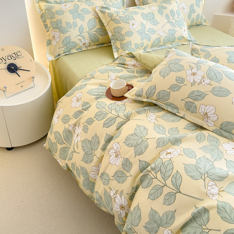 多兰诗(Duolanshi)春秋磨毛四件套 斜纹印花卡通套件被套床单宿舍四季床上四件套 流连幽香 2.0米 床单款 /被套200*230 四件套