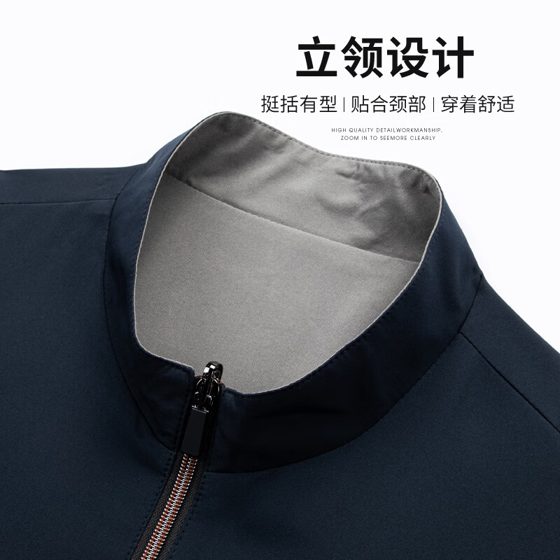 SHANSHAN杉杉【双面穿立领】春秋薄款夹克男防风男士新年红品商务上衣外套 黑色 2XL /185【建议145-160斤】