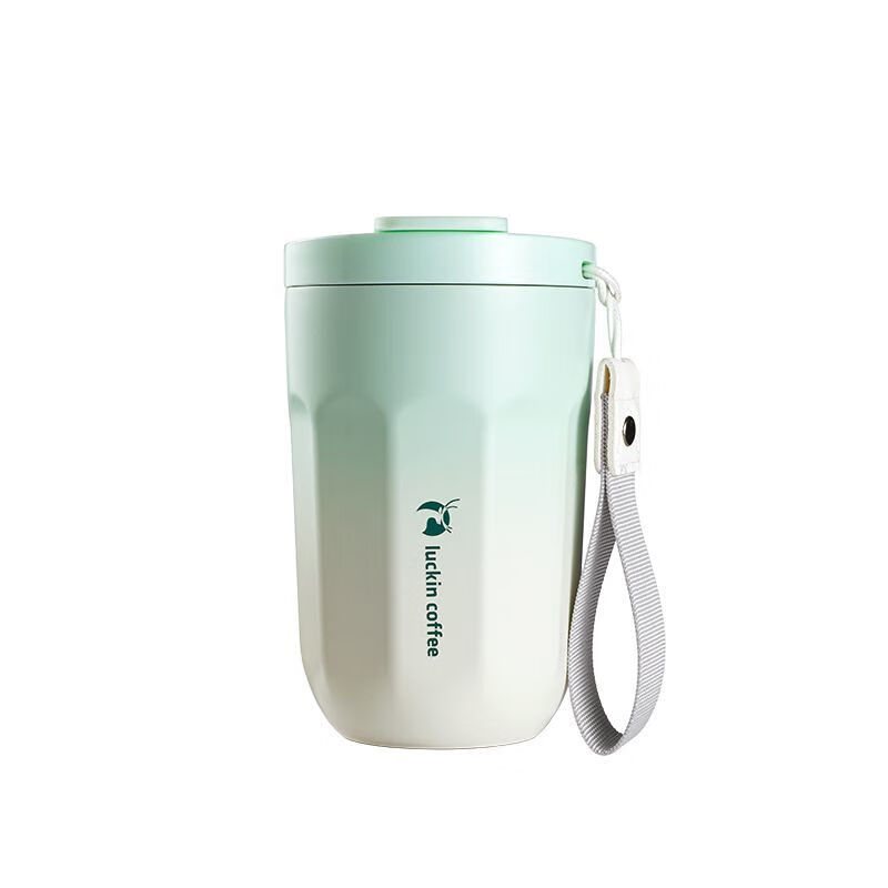 瑞幸咖啡（luckincoffee）京造联名316不锈钢保温杯400mL渐变密封不漏便携提拎 原野绿便携保温杯- 400ml