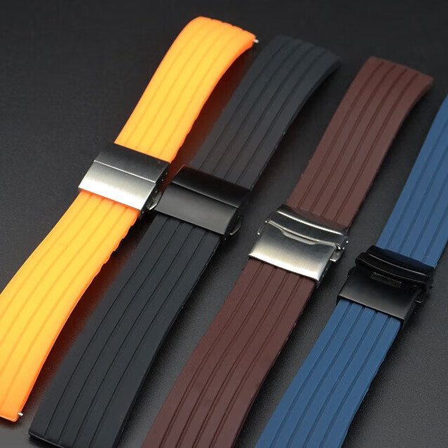 适配阿玛尼硅胶手表带黑武士AR60008/AR2447男女黑色-蝴蝶扣22mm 黑色-黑保险扣 20mm