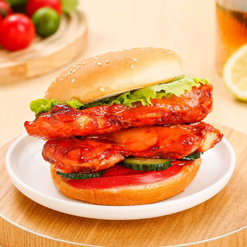 大用早餐鸡腿排去骨鸡腿肉汉堡肉冷冻空气炸锅半成品香煎鸡腿排 奥尔良80g*10+黑椒80g*10(1600g)