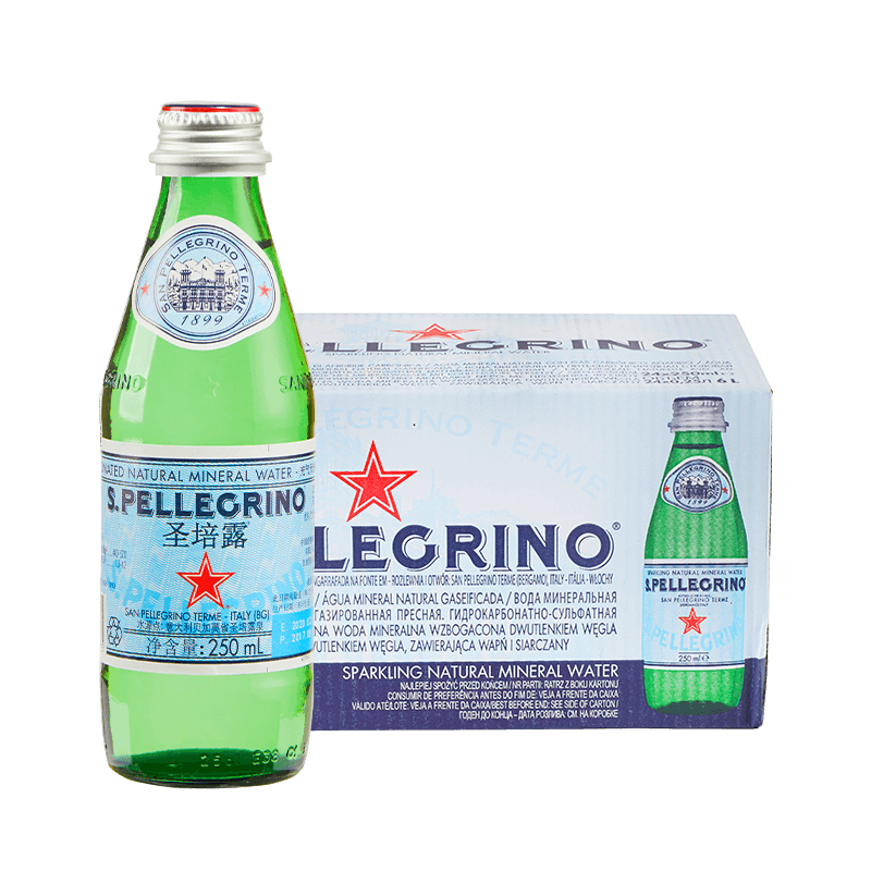 圣培露（S.Pellegrino）意大利含气天然矿泉水气泡水 饮用水 250ml*24瓶