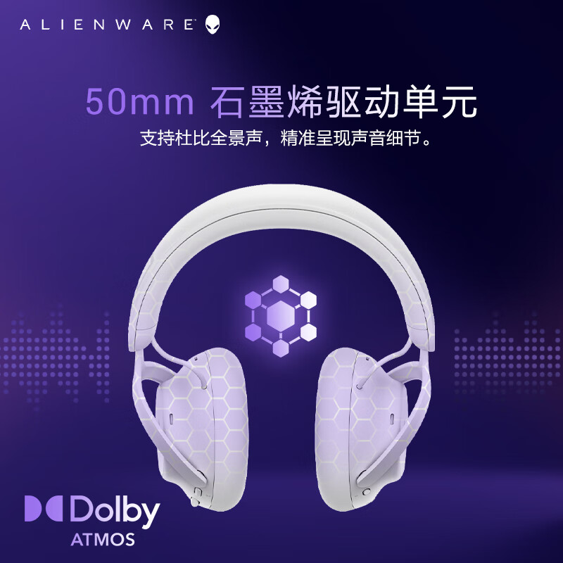 外星人（Alienware）AW PRO游戏电竞耳机 三模连接 电脑电竞头戴式游戏耳机 主动降噪 杜比全景声 白色