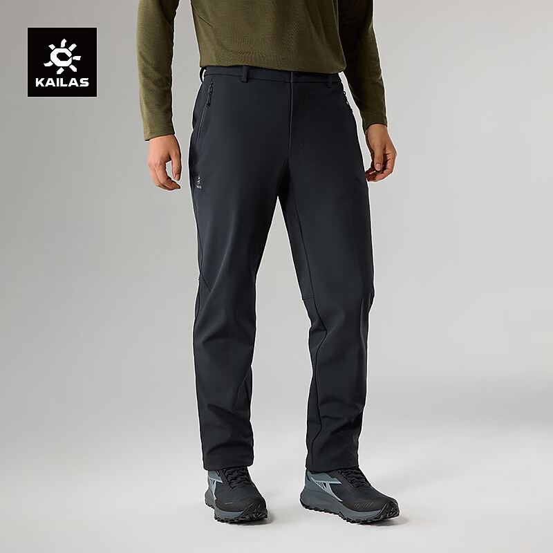 KAILAS凯乐石洛克PLUS软壳裤男加绒保暖防静电耐磨弹力户外防风裤 玄青黑 M