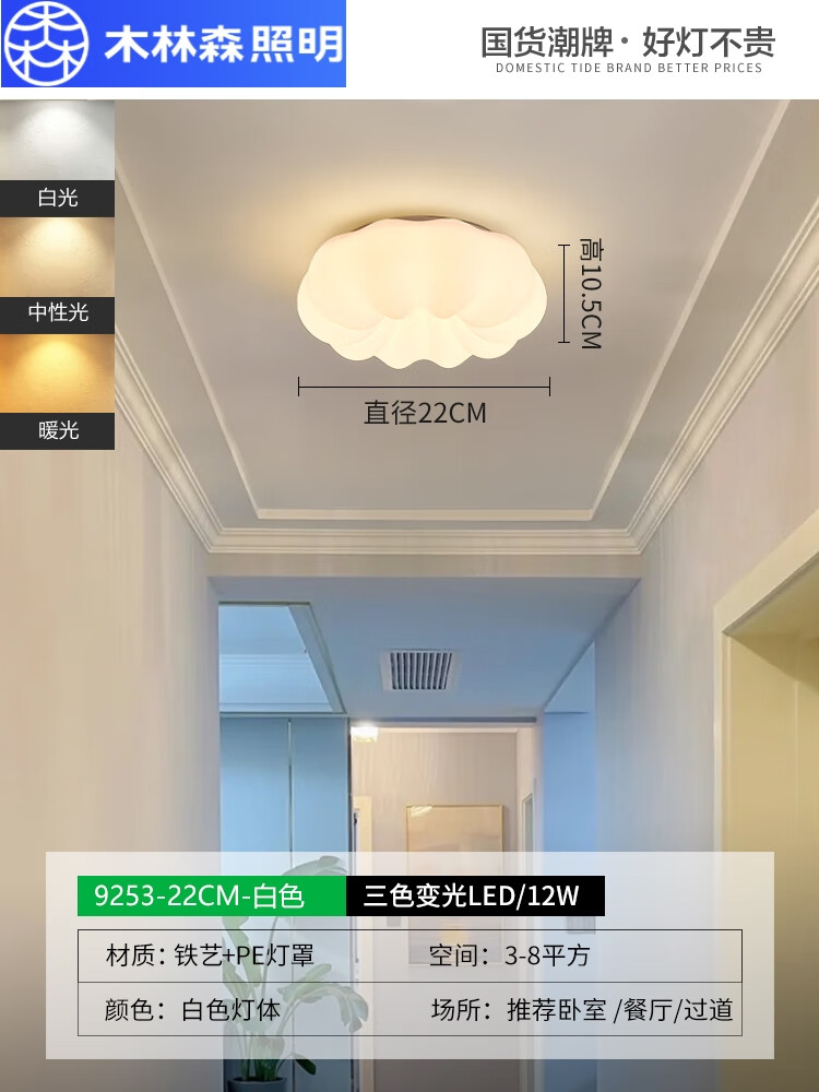 餐厅灯具简约现代创意大气客厅灯儿 [推荐过道]护眼光源棉花糖吸 标准