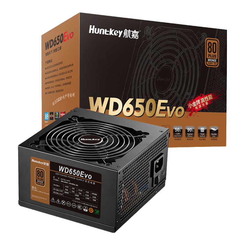 ΣHuntkeyWD650Evoͭ650WԵԴ80PLUSͭ/·50A/ȫѹ/LLC+SR+DC-DC/¿أ 239Ԫ
