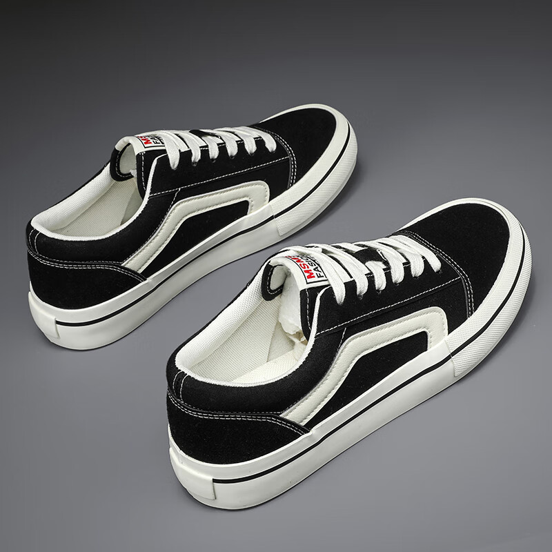 纯以纯男帆布男鞋2024新款夏季潮牌百搭休闲板鞋男款低帮黑色经典