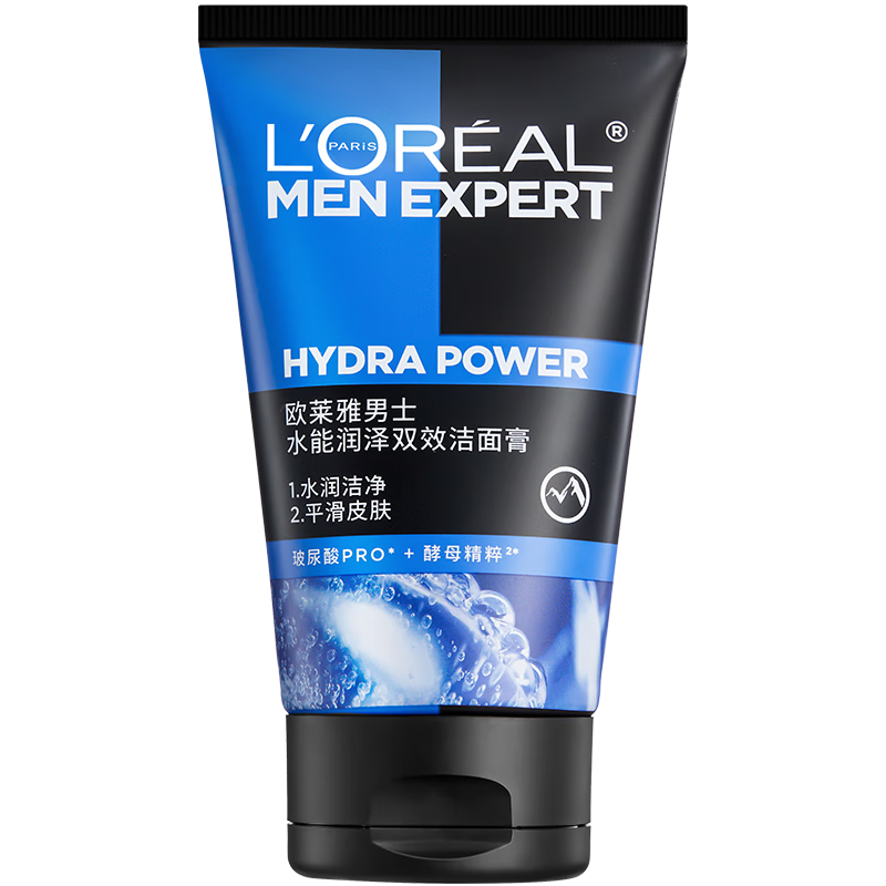 欧莱雅男士水能润泽双效洁面膏100ml洗面奶洁面乳控油补水保湿护肤品