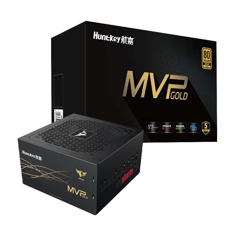 航嘉（Huntkey） WD750EVO炫金戰(zhàn)神 臺式機主機電腦電源 額定750W/850W/1000W/1200W/1600W全模組電源 PCIE5.1接口 MVP K750黑色-750W金牌（質(zhì)保五年） 全模組