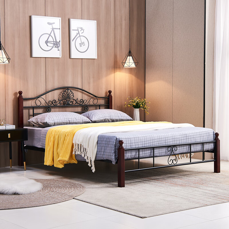 高床腿的床铁艺床铁架床铁床实木床腿钢木结构1.