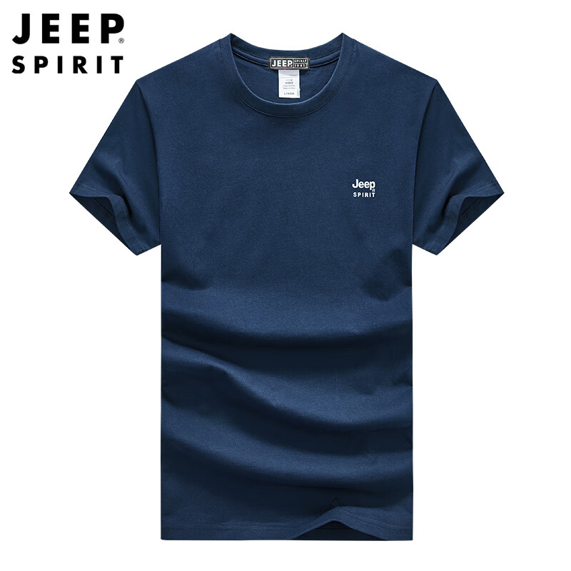 jeep spirit吉普短袖t恤男夏季休闲运动棉质打底衫商务纯色中青年