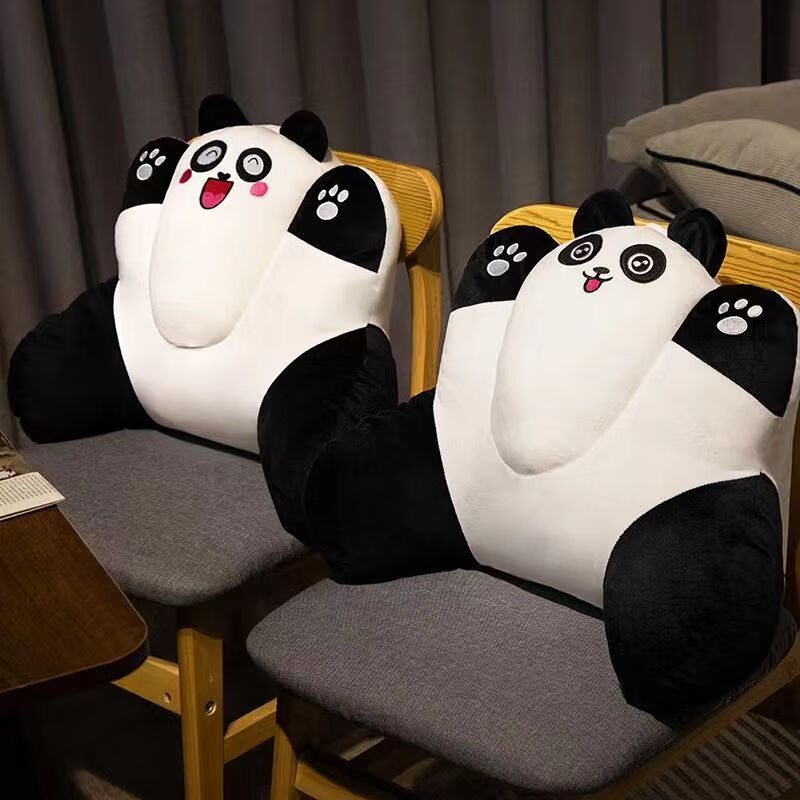 丝媛大鹅办公室腰靠垫久坐汽车座椅靠垫靠背宿舍沙发毛绒玩具靠垫抱枕 熊猫靠垫(50*40CM)带拉链 55*45cm