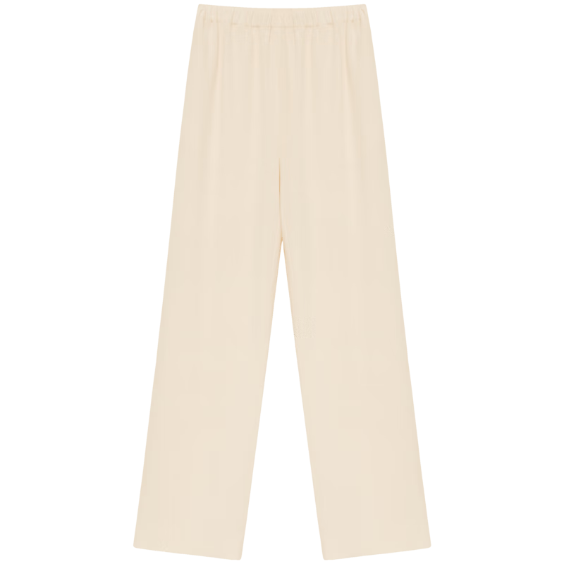 ERDOS 春夏桑蚕丝阔腿裤质感职场通勤风百搭女长裤休闲裤 香草白 155/60A/XS
