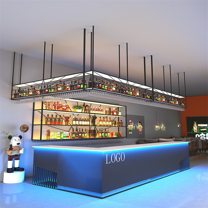 澳颜莱吧台置物架简易 酒架吊柜酒吧吧台吊架悬挂餐厅收银台墙上酒架