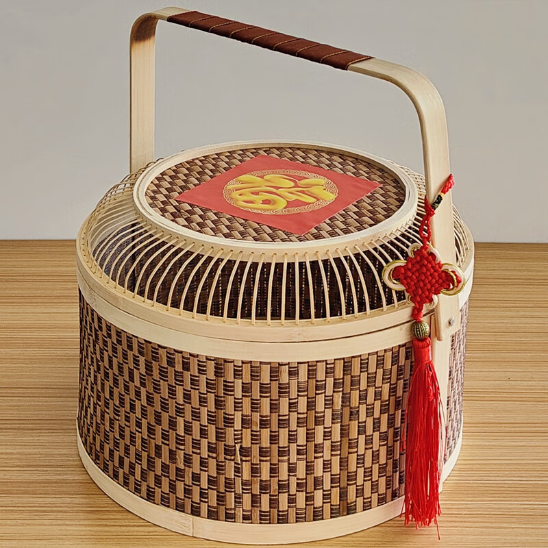 卫亮拜神编织手提篮子拜拜手提篮子拜神祭祖用的双层烧香拜佛篮子挖野