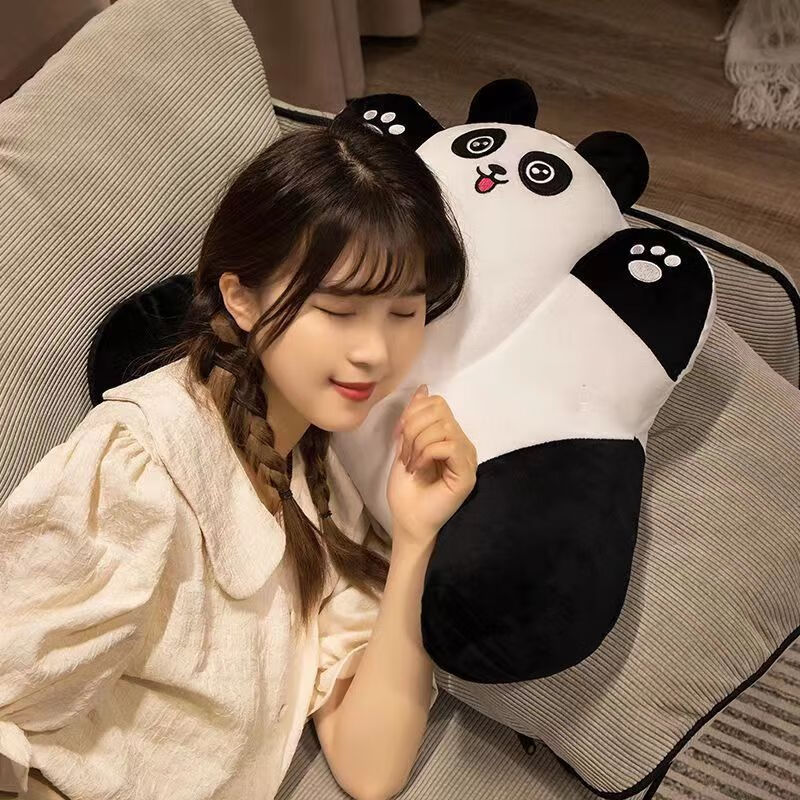 丝媛大鹅办公室腰靠垫久坐汽车座椅靠垫靠背宿舍沙发毛绒玩具靠垫抱枕 熊猫靠垫(50*40CM)带拉链 55*45cm
