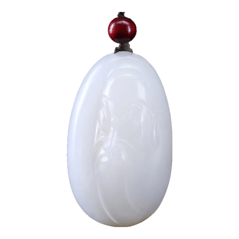 北玉新疆和田玉吊墜關(guān)公手把件玉石掛件天然玉器武財(cái)神收藏鑒定雙證書