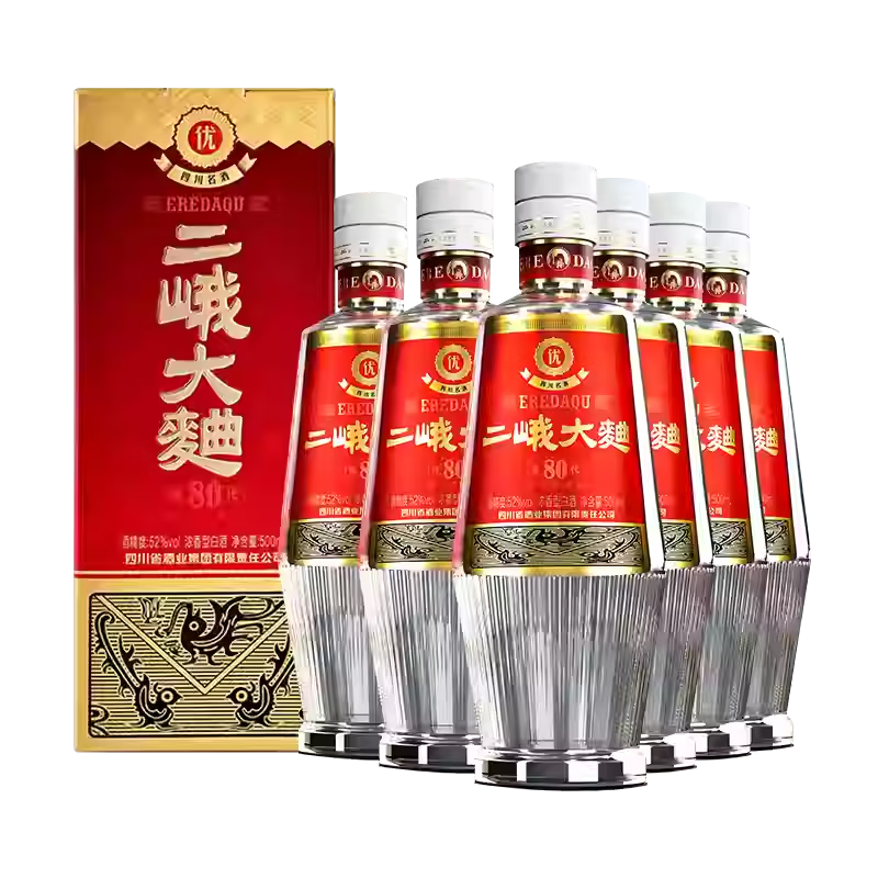 二峨 大曲 52度、500mL、6瓶、整箱装 实付189元