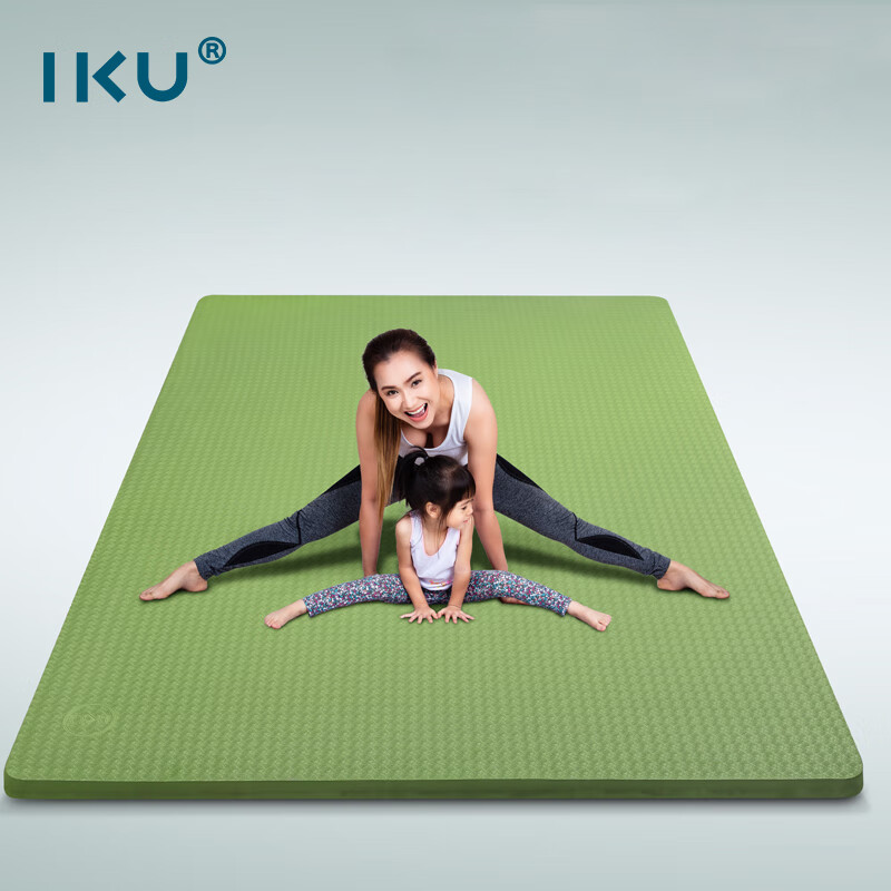 IKU双人瑜伽垫加厚10mm舞蹈训练儿童爬行多功能家庭运动健身垫子绿