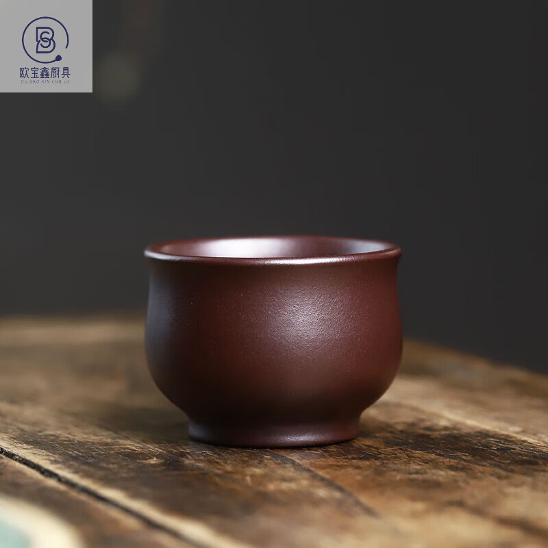 欧宝鑫原矿石红主人杯陈富艳纯手工大号宜兴紫砂品茗杯单个功夫茶压手