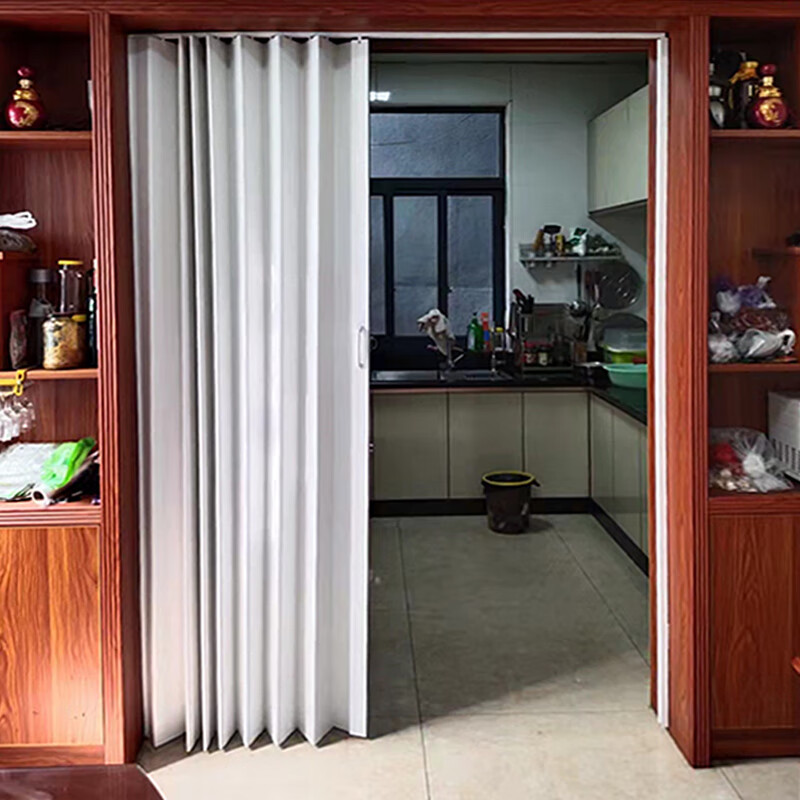 厨房临时门开燃气pvc折叠放式一次性简易防火推拉隔断免打孔假帘 超
