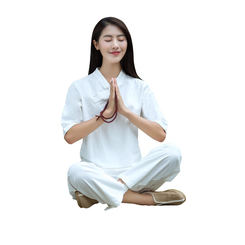 暧献中式唐装禅意瑜伽服套装女夏秋新款棉麻宽松太极居士打坐禅修服
