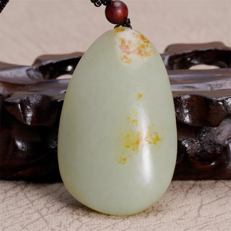 晶之雪和田玉料吊坠 原石无雕刻随型挂件 青白玉优化皮色玉挂件 吊坠