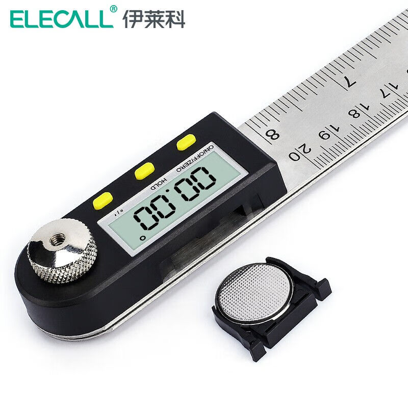 伊萊科（ELECALL）數顯角度尺高精度不銹鋼電子角度規量角器尺測量?jì)x0-200mm 測量?jì)x