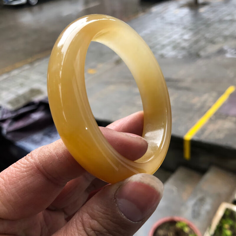 思赞(sizan)黄龙玉手镯云南龙岭黄蜡石玉镯民族风饰品女款石英岩镯子