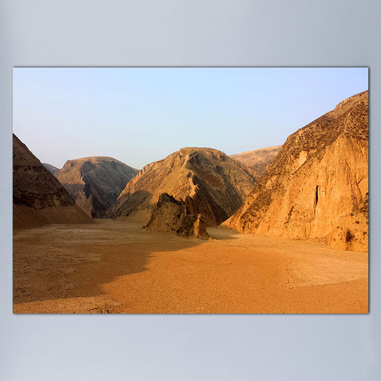 黄土高坡装饰挂画风景贴画高原山脉黄色土地风水壁画自粘海报墙贴