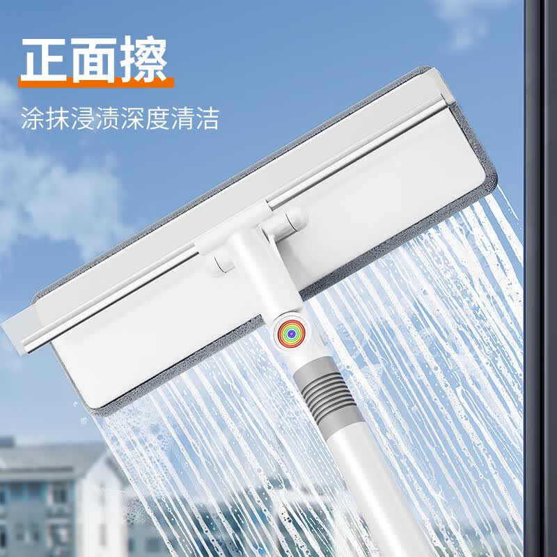 佳帮手擦玻璃神器高层窗外玻璃刮水器玻璃擦窗器家政保洁专用清洁工具 【包邮】【超值3块布】刮擦一体+免钉卡座