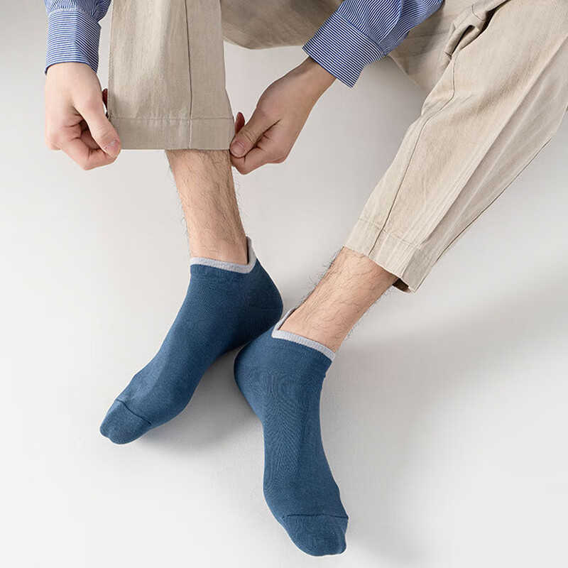 CK短袜子男士纯棉吸汗透气防臭运动款式弹力休闲防掉跟短筒袜子 W1CK 2黑+2深灰+2浅灰 均码