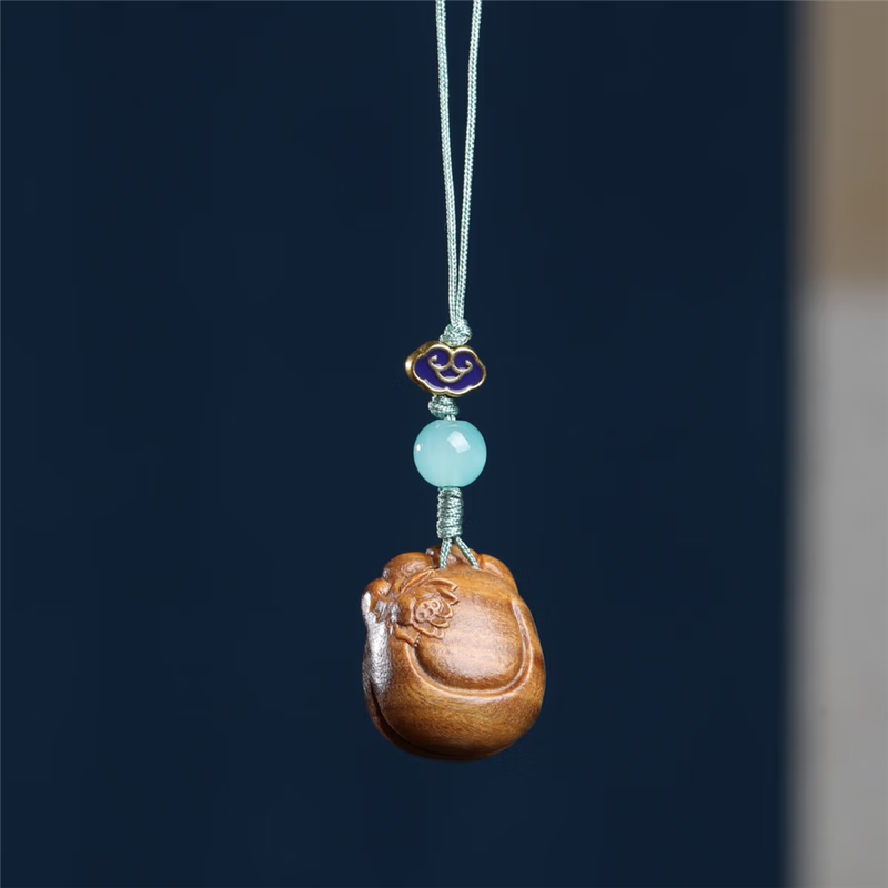 绿檀木小木鱼有财挂件 diy配件创意男女背包旅游景区装饰纪念 绿檀小