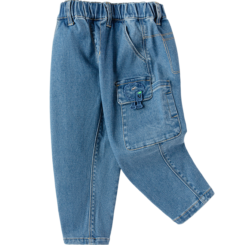 巴拉巴拉儿童长裤秋季牛仔裤男童宽松工装裤 牛仔中蓝88201 105 cm 49.9元