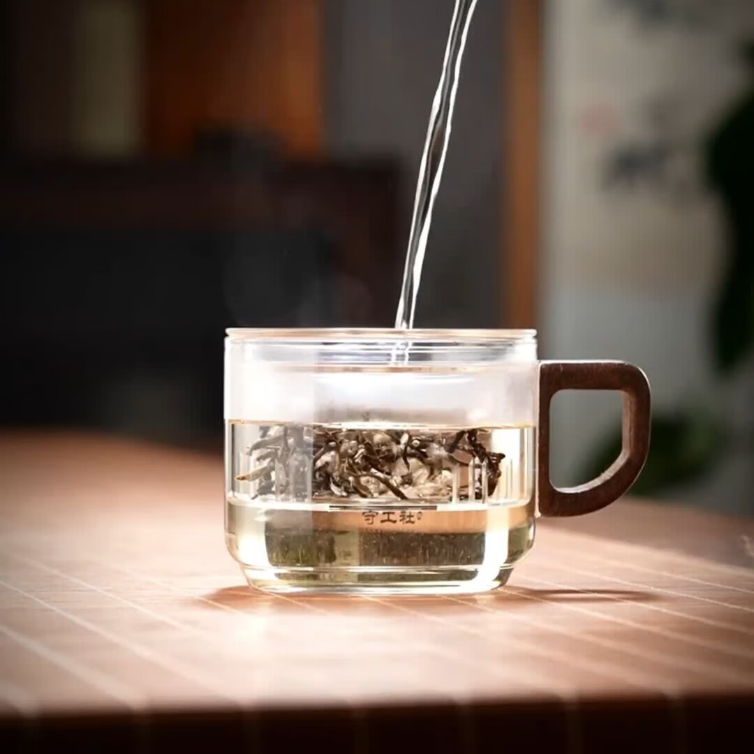 全度高硼硅耐高温办公杯烟灰色经典简约带过滤茶水分离玻璃杯迷你 悠然杯烟灰色款1个250ml