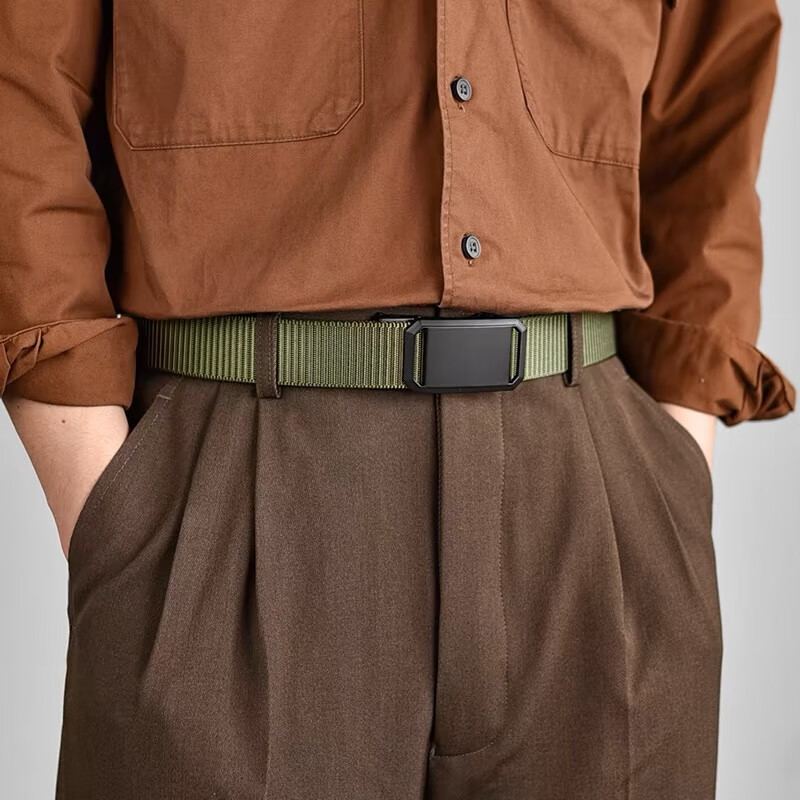 自动扣腰带男战术机能风工装潮休闲男款帆布皮带年轻人军训裤腰带 天湖蓝 140cm 尺码