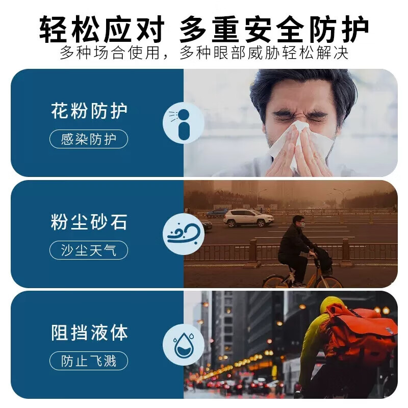 择初防花粉护目镜防蓝光男女全封闭防风沙防飞溅防尘骑行防护眼镜 透灰框【防蓝光镜片】