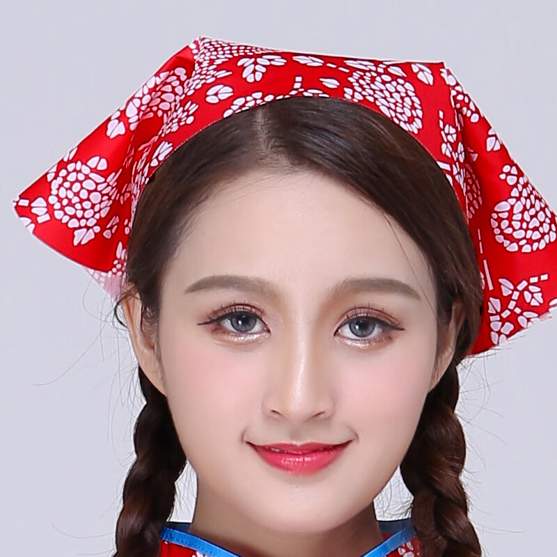 村姑衣服阿庆嫂演出服采茶女民族表演服儿童陕北农民花布头巾围裙