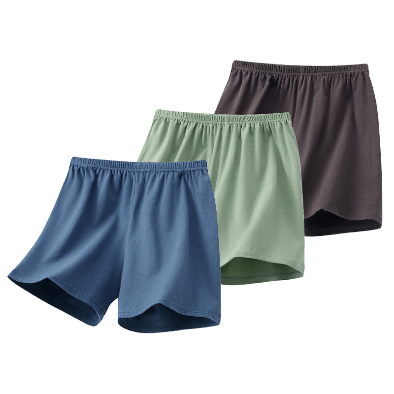 WVSV儿童短裤A类纯棉阿罗裤全棉男宝睡裤薄款宽松居家莱卡四角裤大童 蓝-深绿-深灰 170 115斤内穿