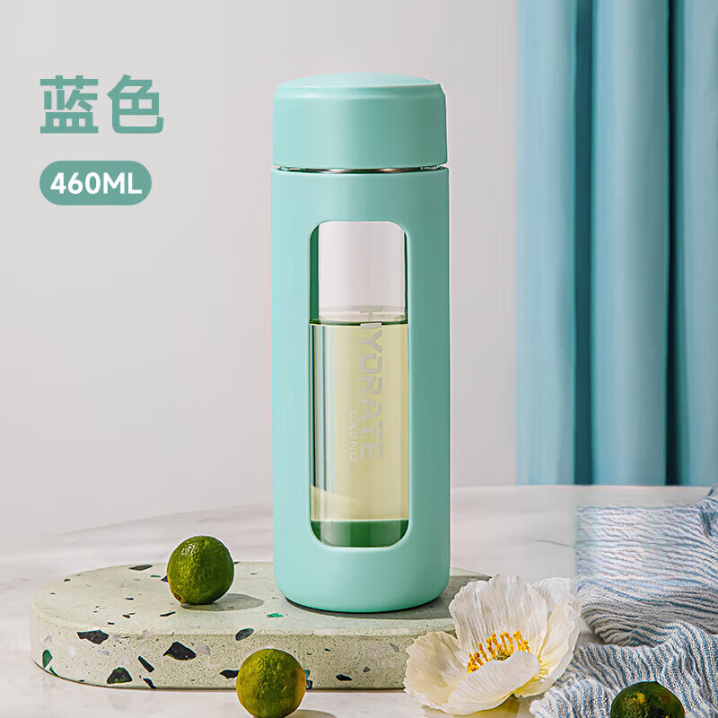 卡西诺水杯便携玻璃杯办公男女士家用杯子带滤网泡茶杯小清新塑玻杯