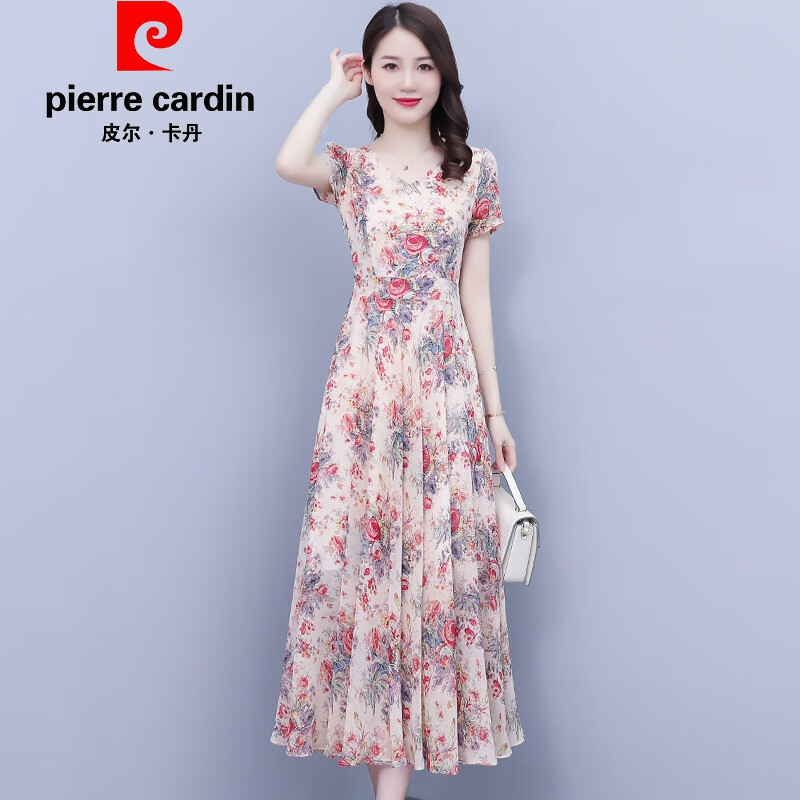 妈妈夏装雪纺连衣裙女夏季高端国际大牌洋气高贵长款 品牌旗舰花色 m