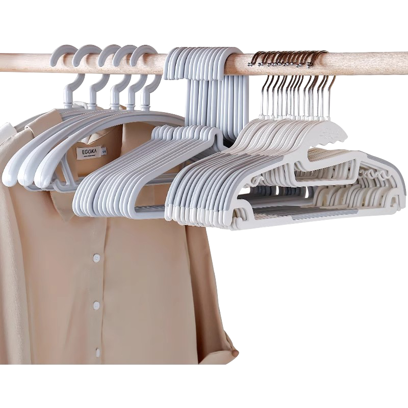 艾仕可衣架家用无痕防滑肩角衣撑防滑撑子衣挂钩收纳晾衣服架无痕衣架 日式衣架灰色 20支