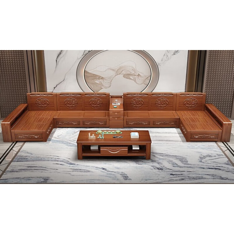 中式家用全实木沙发客厅小户型组合冬 三款搭配电视柜只搭配沙发出售