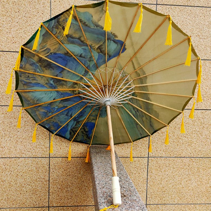 琉滋千里江山图油纸伞千里江山古装汉服摄影走秀道具伞防雨防晒古风co