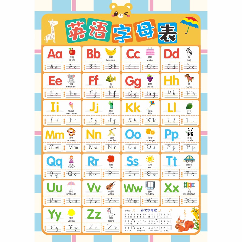 迪士尼26个英语字母表墙贴大小写abcd二十六个英文启蒙教具挂图装饰贴