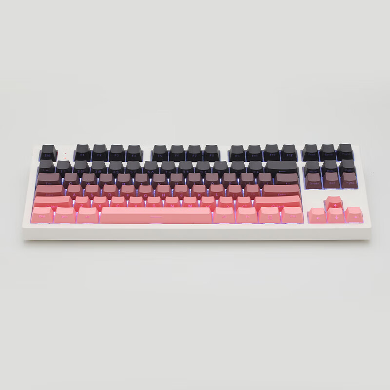 腹灵MK870微尘侧刻机械键盘87键蓝牙无线三模成品游戏办公客制化套件 【单模】白色面+黑莓侧刻键帽 凯华BOX红轴V2【手感顺滑】