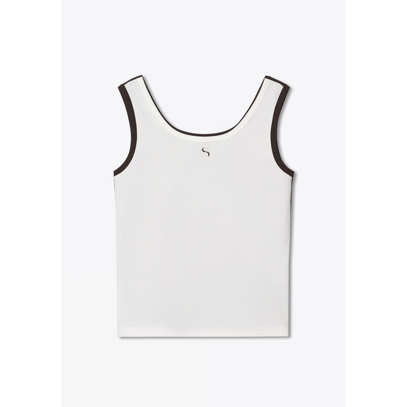 PSALTER诗篇2025年夏季简约百搭刺绣显瘦撞色宽U型领针织背心女 米白 S 36